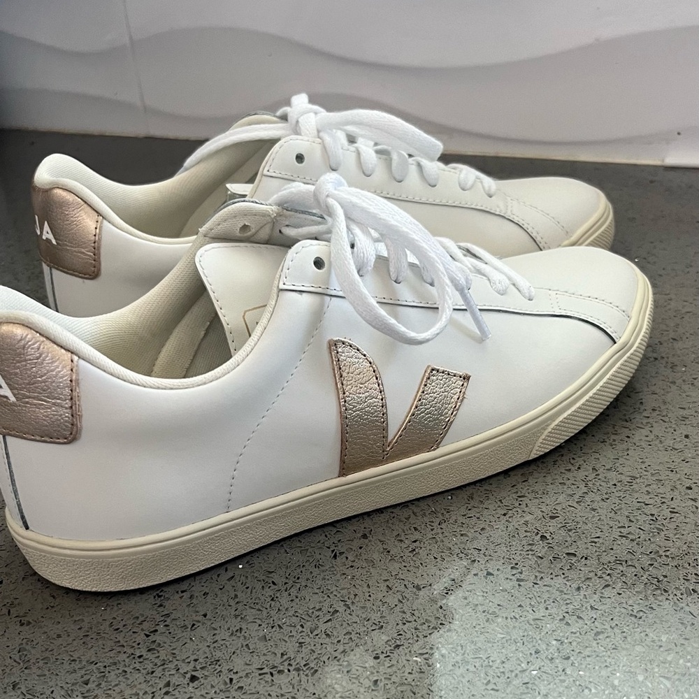Veja White and Gold Women's Sneakers